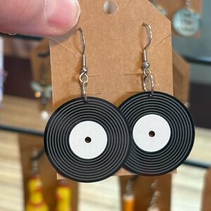 Black and White Vinyl Record Earrings